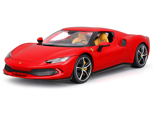 Ferrari 296 GTB Red "Race + Play" Series 1/18 Diecast Model Car by Bburago-1