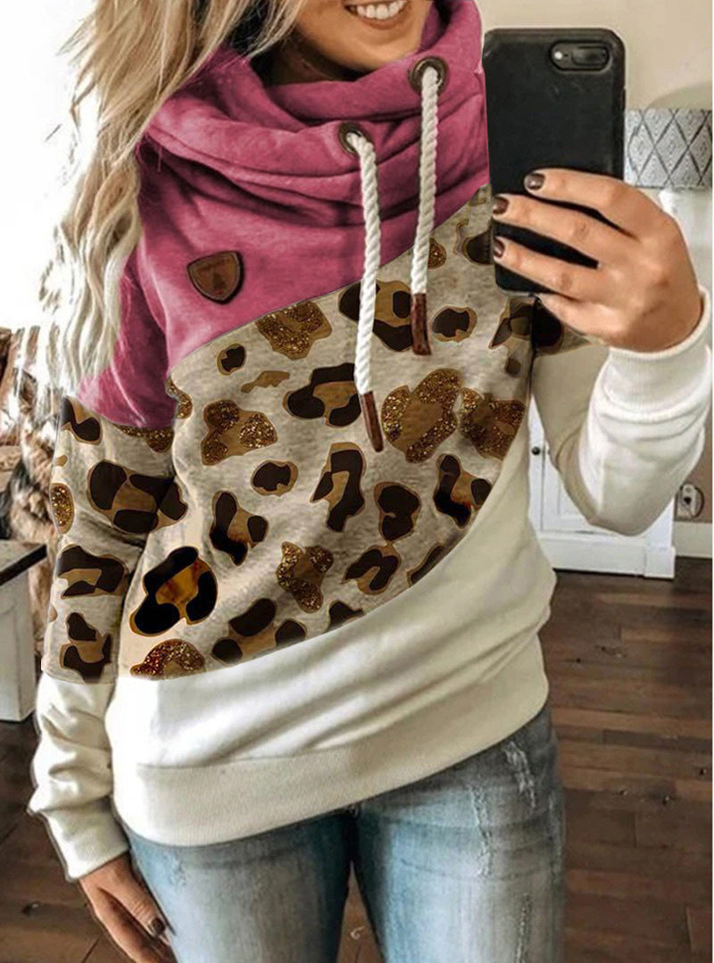 Printed stitching hooded fleece loose sweatshirt Best YouTube Store
