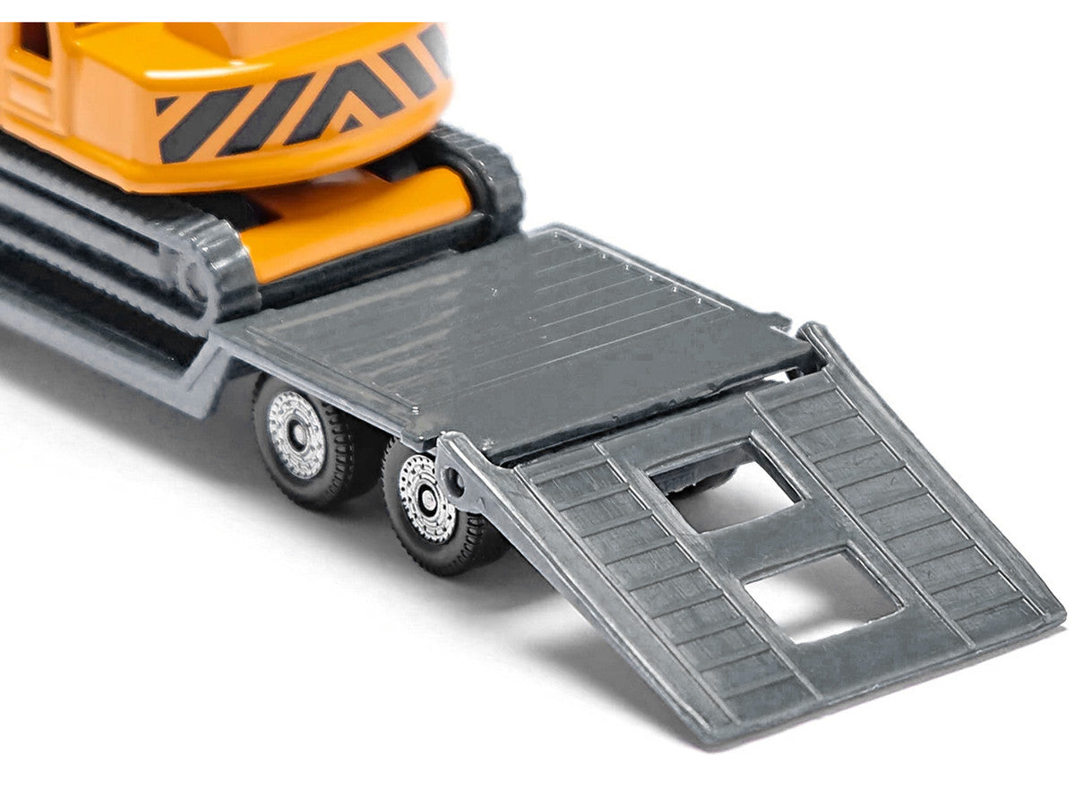 Truck with Low Loader Trailer and Excavator Yellow Diecast Model by Siku SIKU