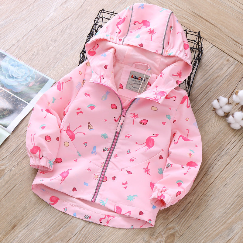 Flamingo Print Hooded Children's Jacket CJD