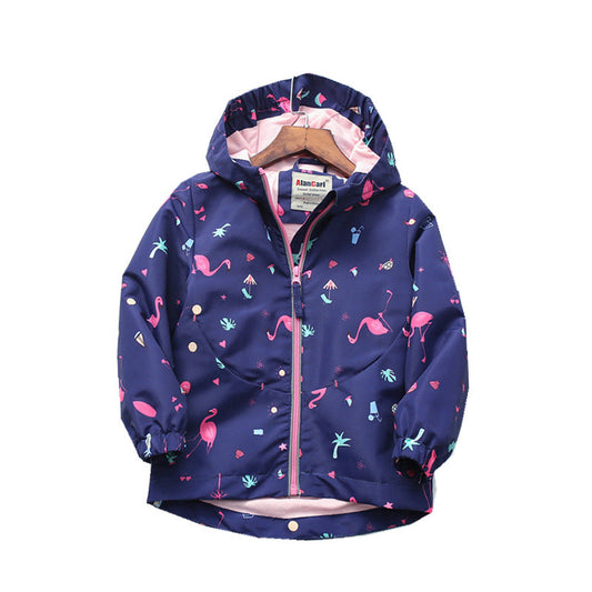 Flamingo Print Hooded Children's Jacket CJD