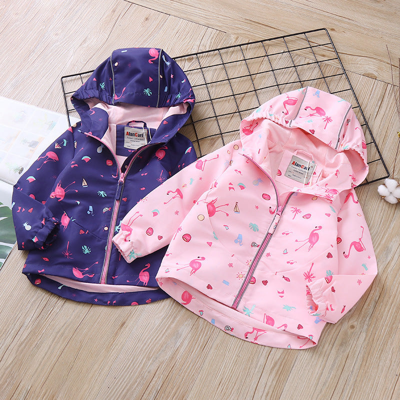 Flamingo Print Hooded Children's Jacket CJD