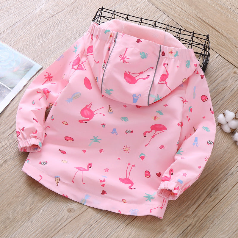 Flamingo Print Hooded Children's Jacket CJD