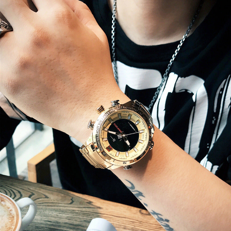 Waterproof LED Dual Display Multi-function Quartz Watch Pi-Mart