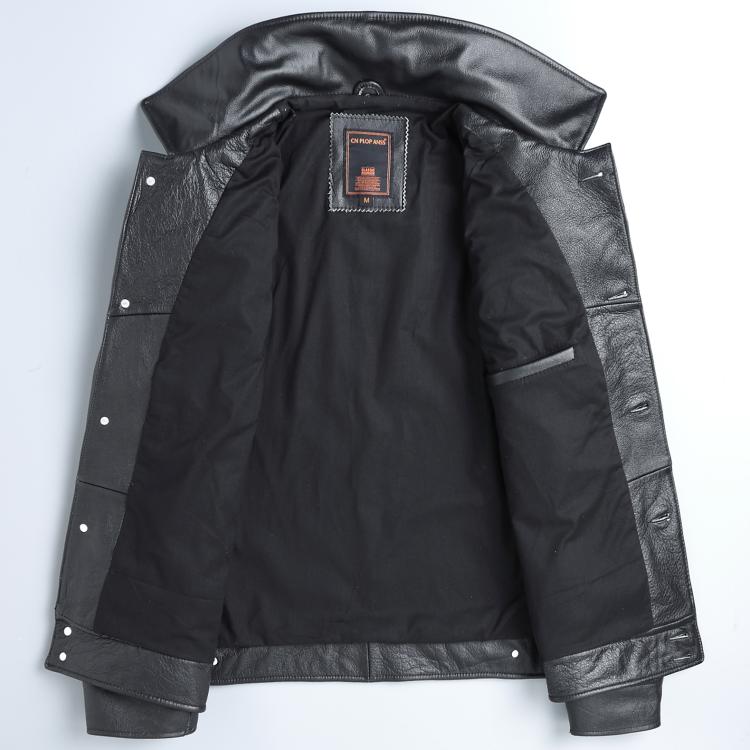 Top Layer Cowhide Leather Leather Jacket Men's Short Slim Leather Jacket Jacket
