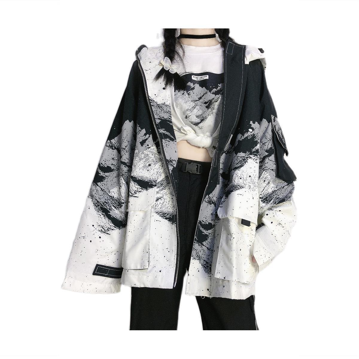 Snow Mountain Hooded Loose Casual Windbreaker Jacket Girl Jacket