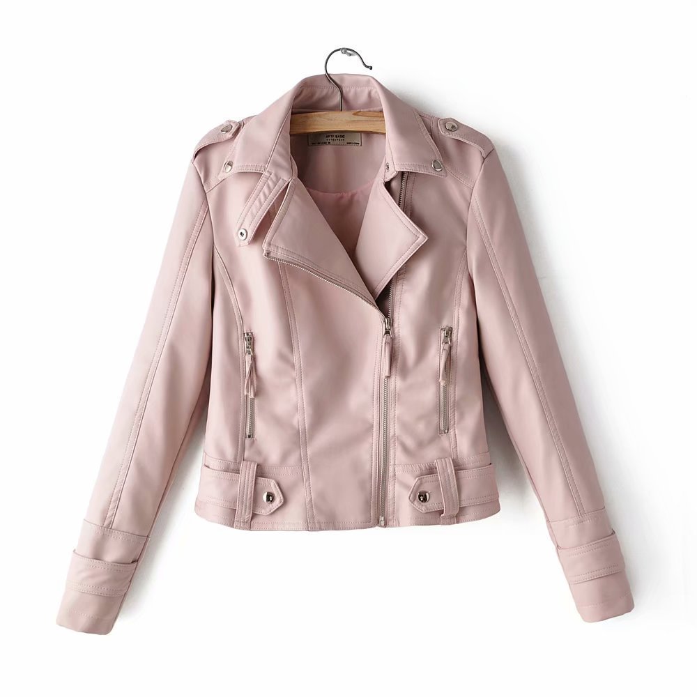 Women's Faux Leather Motorcycle Jacket - Short PU Biker Style Jacket for Women LadyShow.Store
