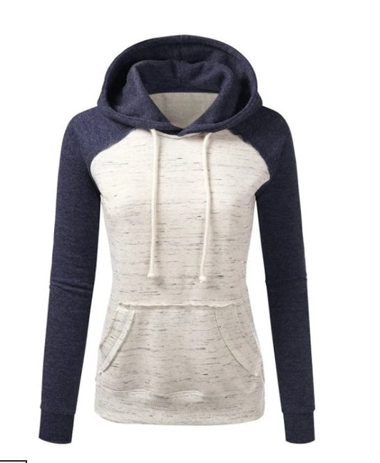 Casual Color Block Fleece Hooded Sweatshirt LadyShow.Store