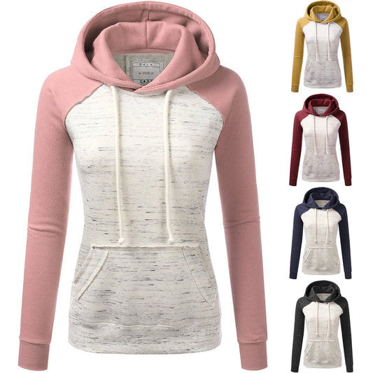 Casual Color Block Fleece Hooded Sweatshirt LadyShow.Store