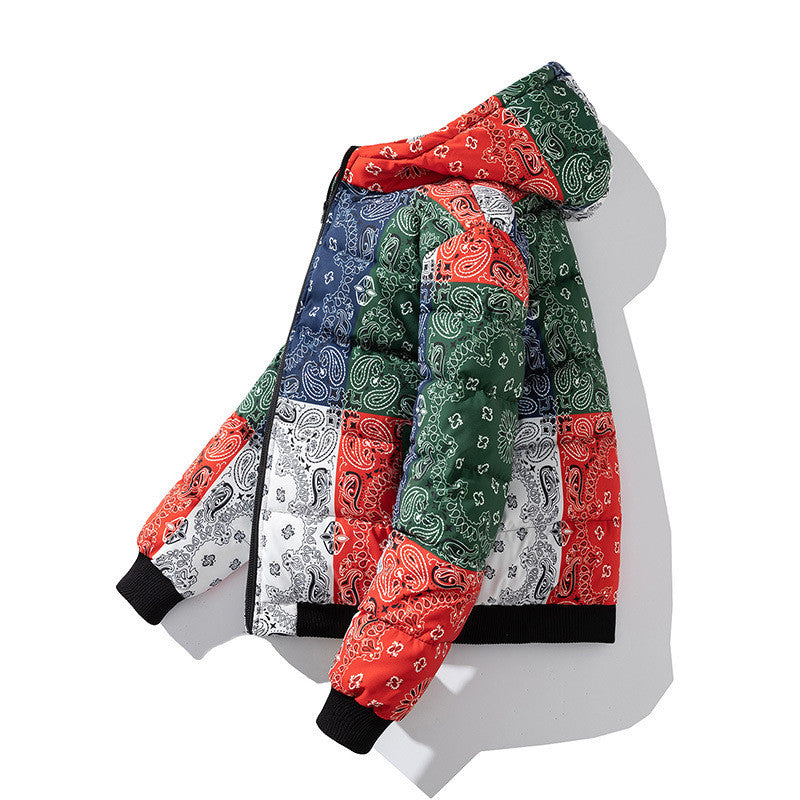 Thick Design Sense Cotton-padded Jacket Tide Brand Cashew Flower Contrast Color Fried Street Jacket
