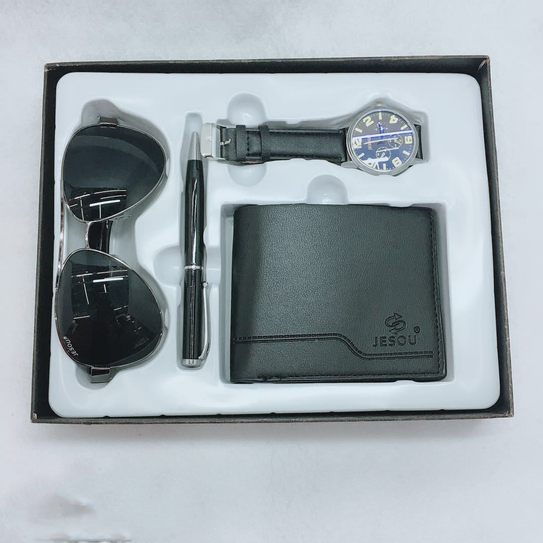 Business Gift Set Fashion Glasses Quartz Watch Multi-Card Wallet Father's Day Business Gift Box Best YouTube Store