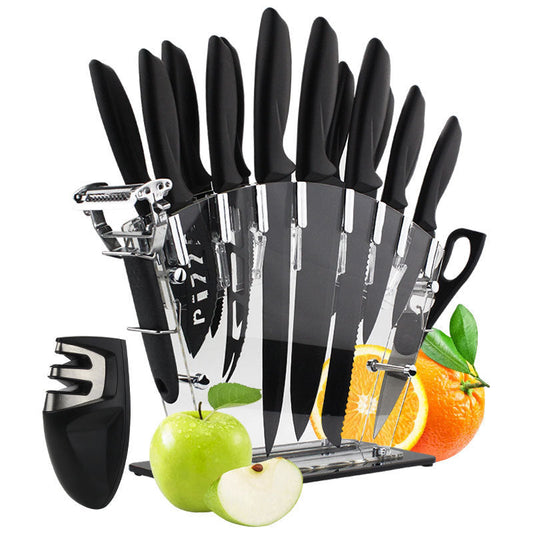 Stainless Steel Knife Set Kitchen Household Slicing Knife Chef's Knife Bread Knife Cheese Knife Scissors Pizza Knife Steak Knife LadyShow.Store