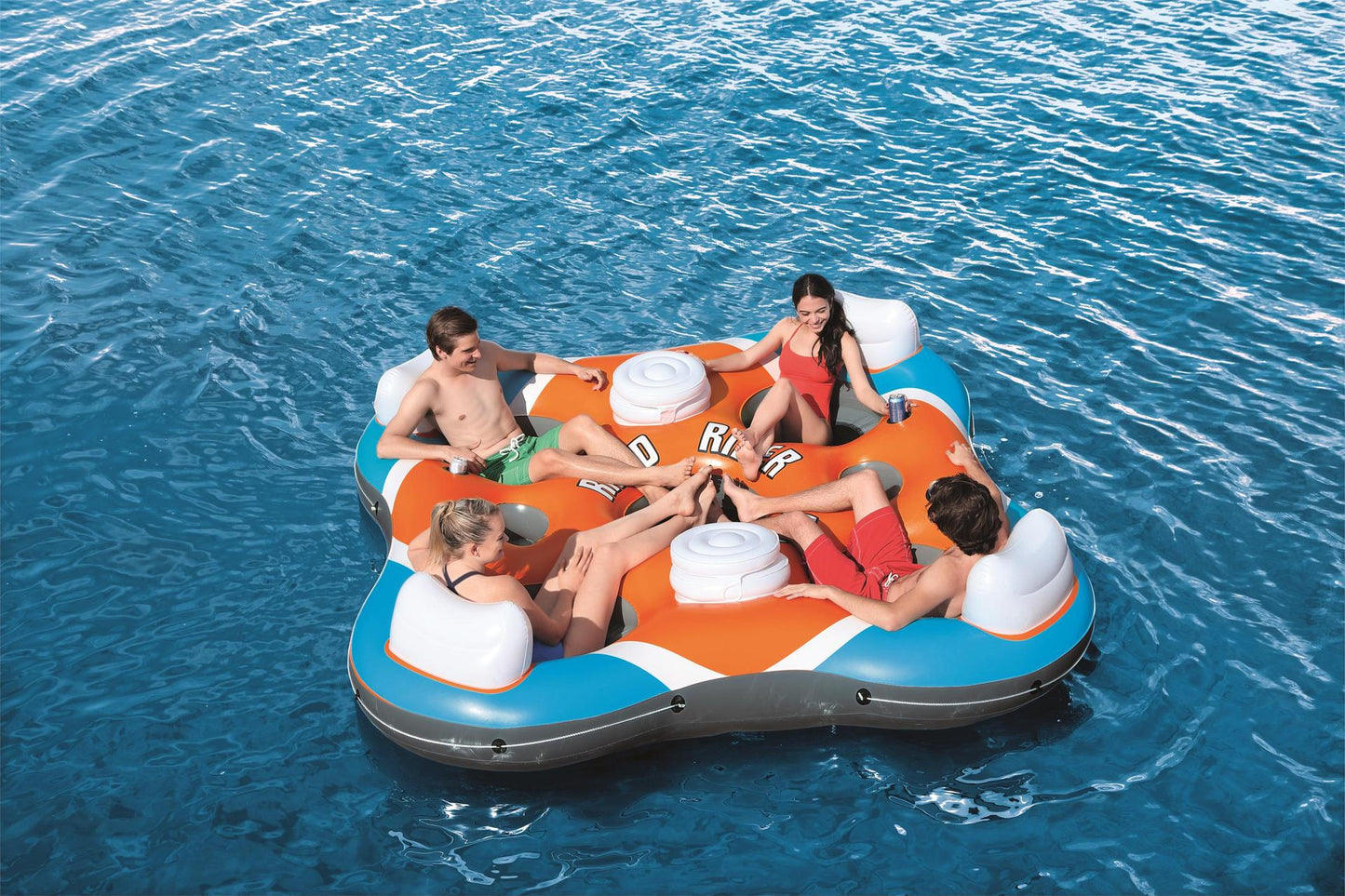 Floating Rows for Adult Family Drifting on the Sea Sunshade Boat Floating Bed