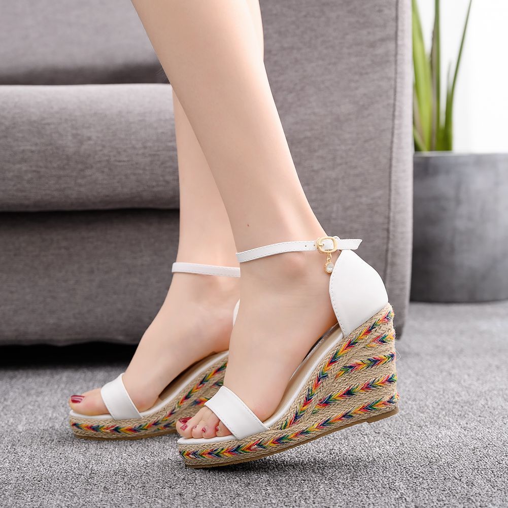 Straw Bohemian Platform Wedge Sandals LadyShow.Store