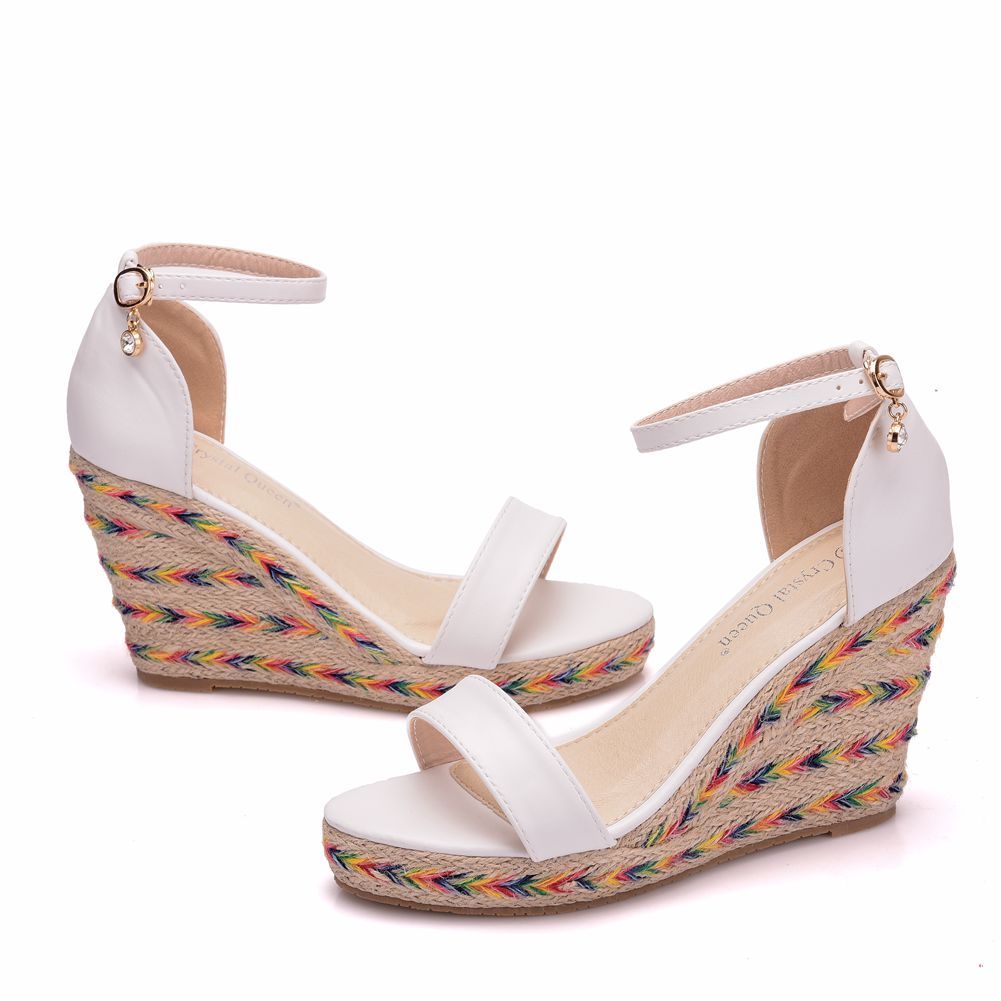 Straw Bohemian Platform Wedge Sandals LadyShow.Store