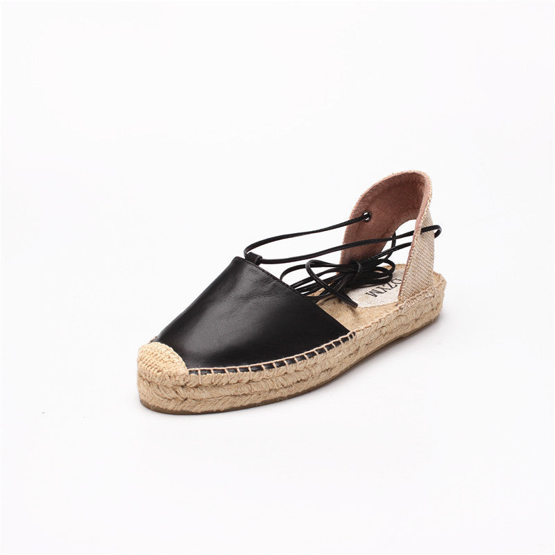 Summer New Breathable Fisherman Women'S Shoes European And American Fashion Baotou Sandals Women'S Espadrille Comfortable Women'S Flat Heels LadyShow.Store
