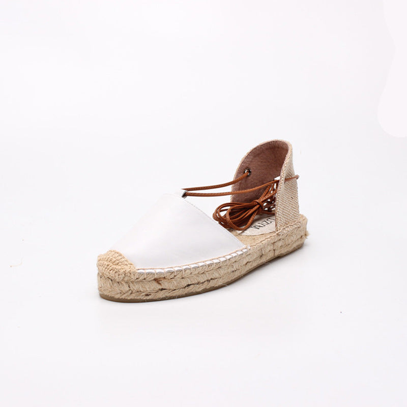Summer New Breathable Fisherman Women'S Shoes European And American Fashion Baotou Sandals Women'S Espadrille Comfortable Women'S Flat Heels LadyShow.Store