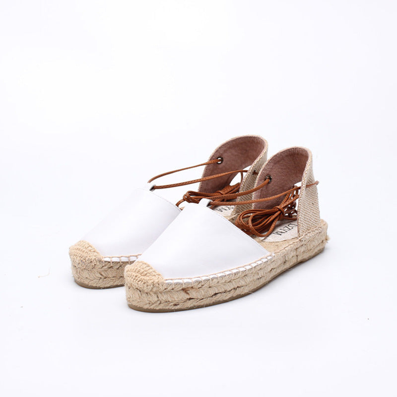 Summer New Breathable Fisherman Women'S Shoes European And American Fashion Baotou Sandals Women'S Espadrille Comfortable Women'S Flat Heels LadyShow.Store