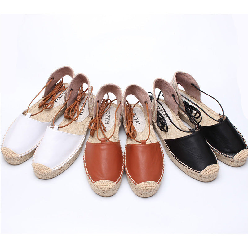 Summer New Breathable Fisherman Women'S Shoes European And American Fashion Baotou Sandals Women'S Espadrille Comfortable Women'S Flat Heels LadyShow.Store