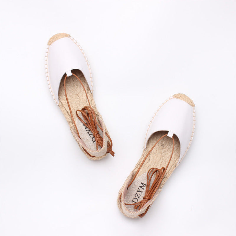 Summer New Breathable Fisherman Women'S Shoes European And American Fashion Baotou Sandals Women'S Espadrille Comfortable Women'S Flat Heels LadyShow.Store