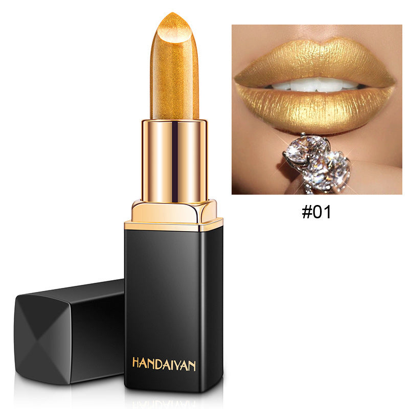 Shiny Metallic Lipstick Pearlescent Color Temperature Change Lipstick Gilt Lipstick LadyShow.Store