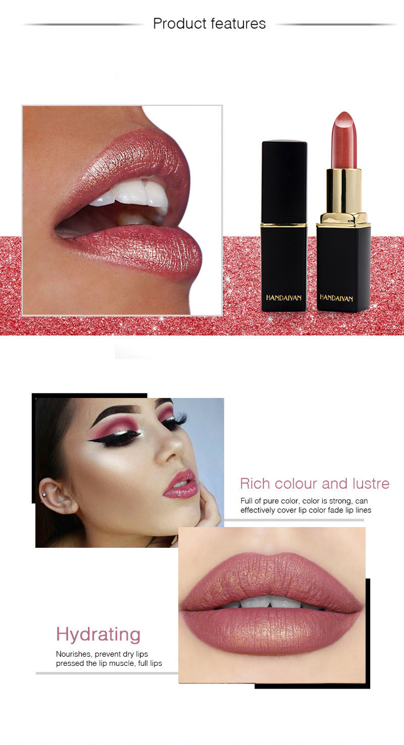 Shiny Metallic Lipstick Pearlescent Color Temperature Change Lipstick Gilt Lipstick LadyShow.Store