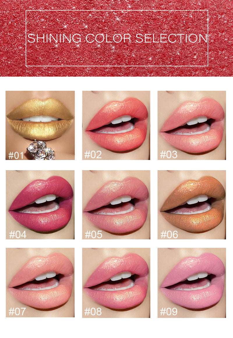 Shiny Metallic Lipstick Pearlescent Color Temperature Change Lipstick Gilt Lipstick LadyShow.Store