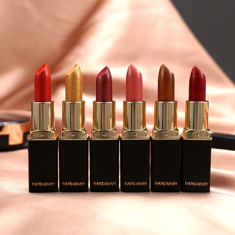 Shiny Metallic Lipstick Pearlescent Color Temperature Change Lipstick Gilt Lipstick LadyShow.Store