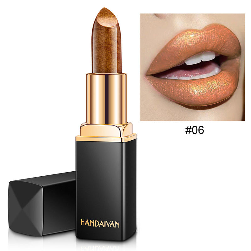 Shiny Metallic Lipstick Pearlescent Color Temperature Change Lipstick Gilt Lipstick LadyShow.Store