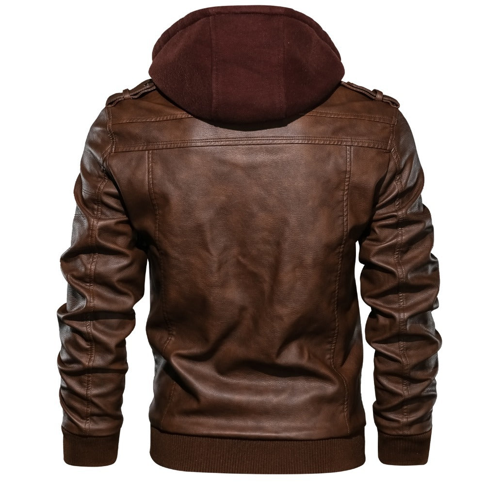 Men'S Jacket Coat Leather Pu Removable C Ap LadyShow.Store
