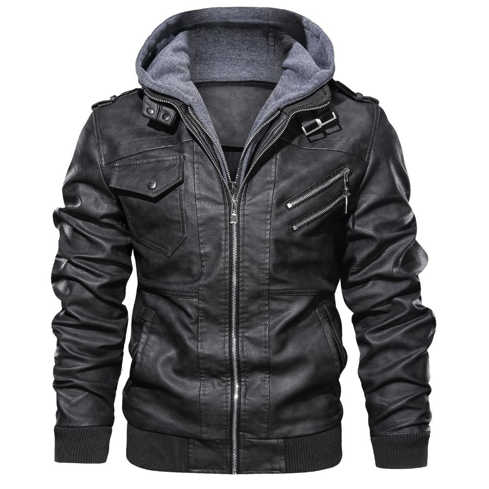 Men'S Jacket Coat Leather Pu Removable C Ap LadyShow.Store