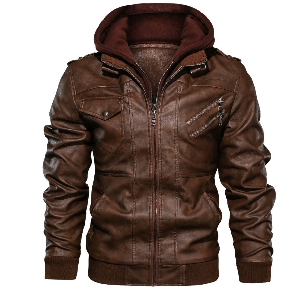 Men'S Jacket Coat Leather Pu Removable C Ap LadyShow.Store
