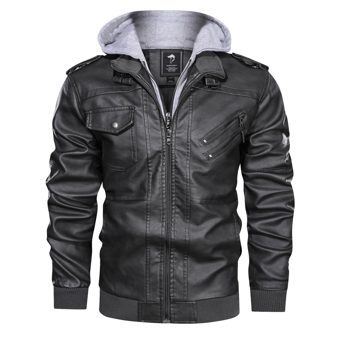 Men'S Jacket Coat Leather Pu Removable C Ap LadyShow.Store