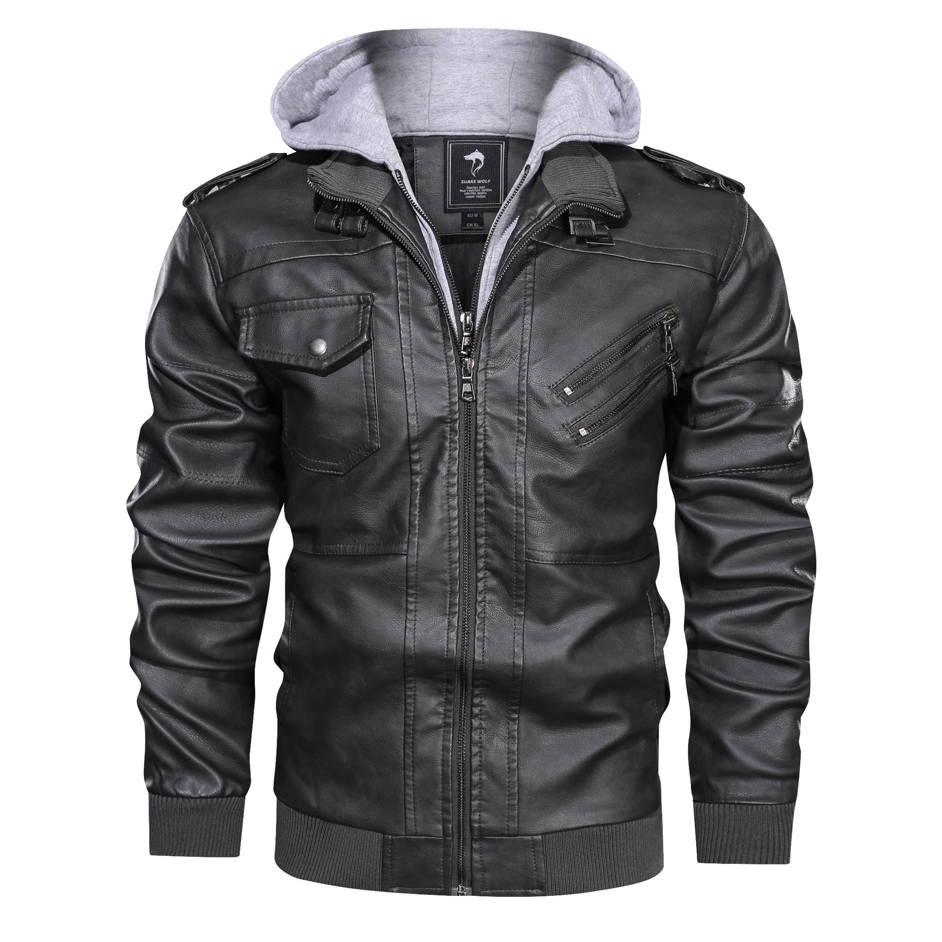 Men'S Jacket Coat Leather Pu Removable C Ap LadyShow.Store