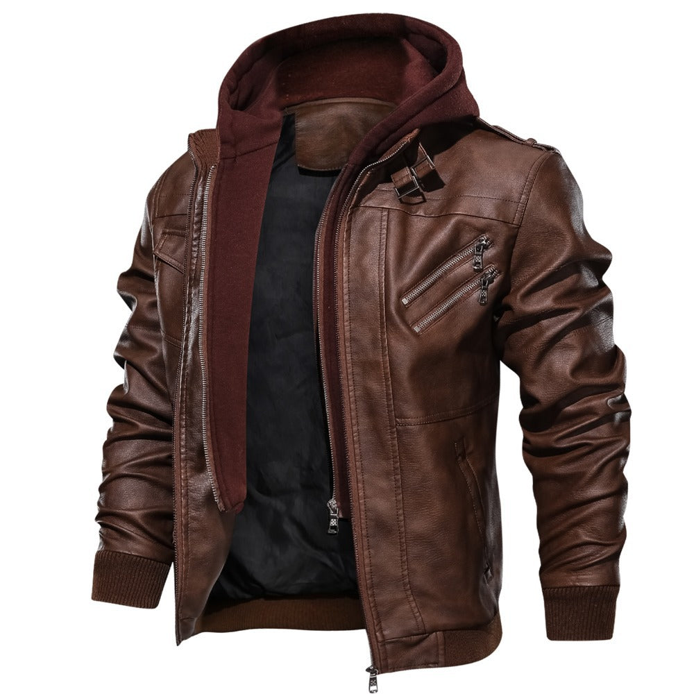 Men'S Jacket Coat Leather Pu Removable C Ap LadyShow.Store