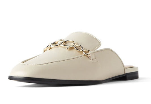 Nude Sheep Leather Half Slippers Women Toe Flat Shoes Women LadyShow.Store