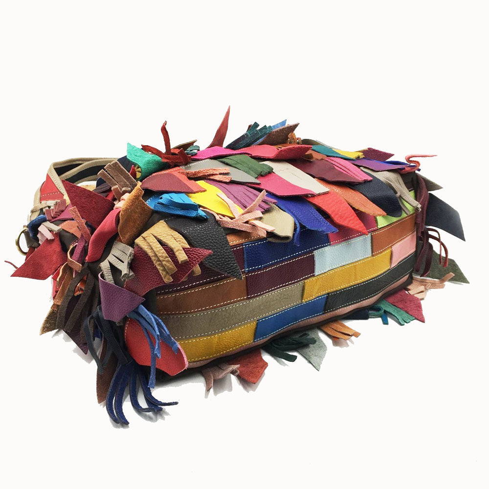 Leather Handbags Cowhide Bags Shoulder Messenger Bag Color Matching LadyShow.Store