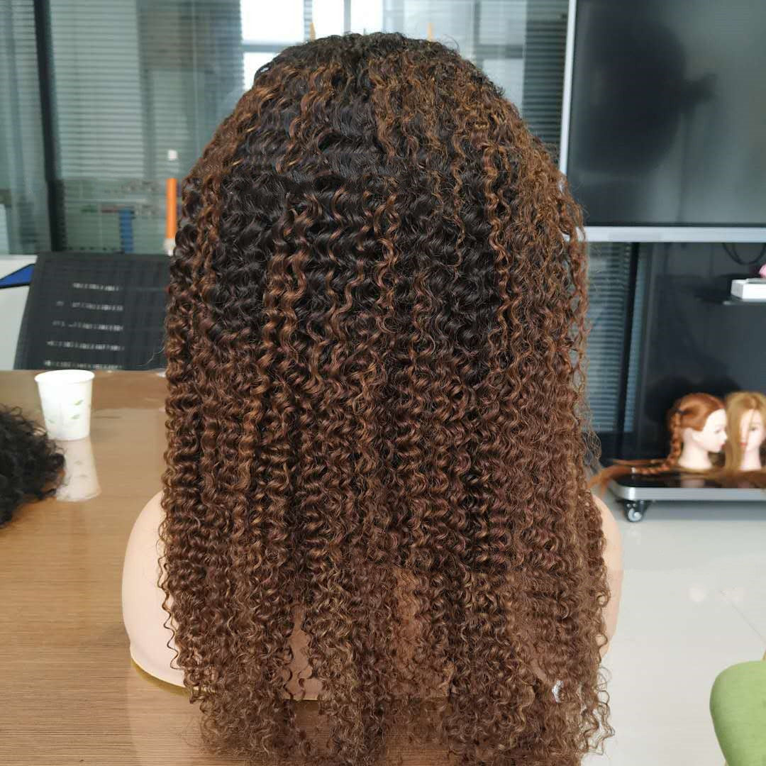 10A Ombre Human Hair Kinky Curly 4x4 Lace Front Wigs T1B 30 CJD