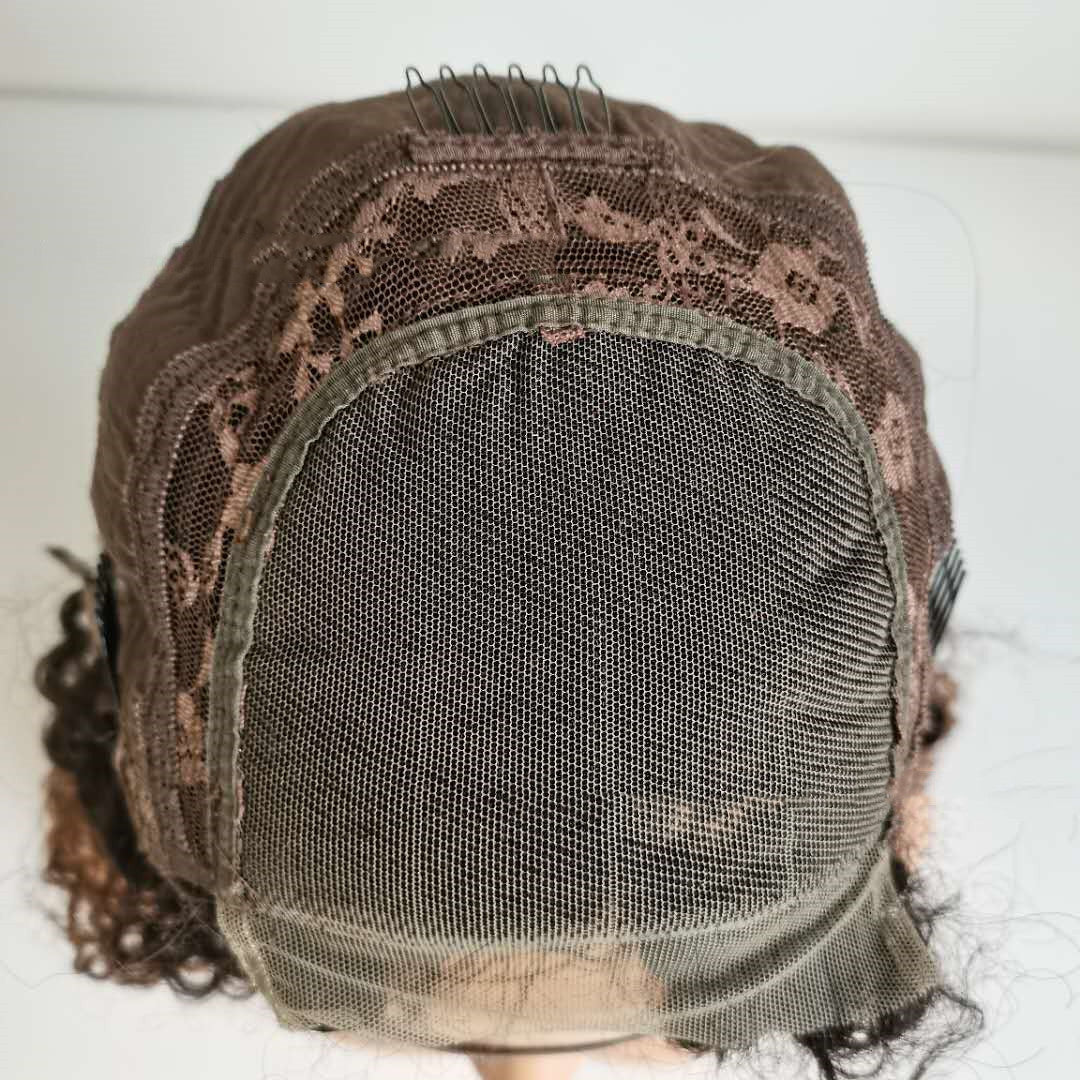 10A Ombre Human Hair Kinky Curly 4x4 Lace Front Wigs T1B 30 CJD