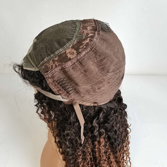 10A Ombre Human Hair Kinky Curly 4x4 Lace Front Wigs T1B 30 CJD