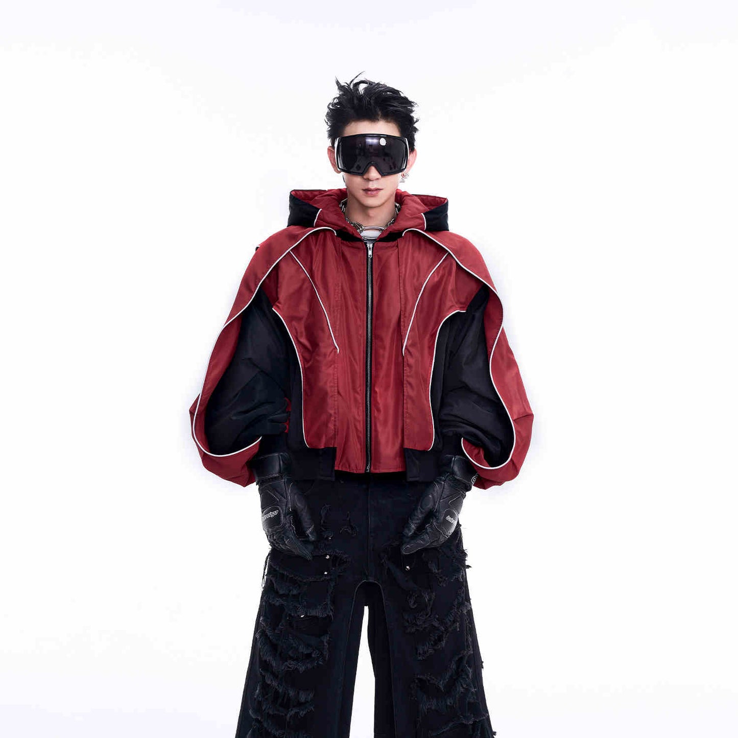 Profile Structure Splicing Quilted Short Hood Shell Jacket LadyShow.Store