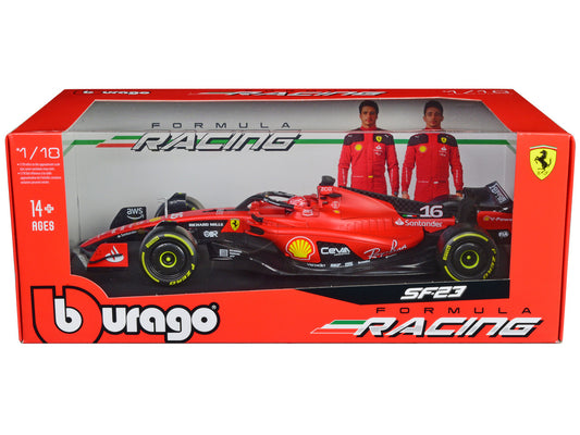 Ferrari SF-23 #16 Charles Leclerc Formula One F1 World Championship (2023) "Formula Racing" Series 1/18 Diecast Model Car by Bburago-0