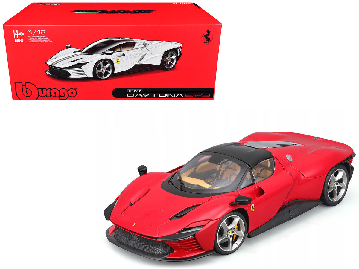 Ferrari Daytona SP3 Red with Black Top "Signature Series" 1/18 Diecast Model Car by Bburago Bburago