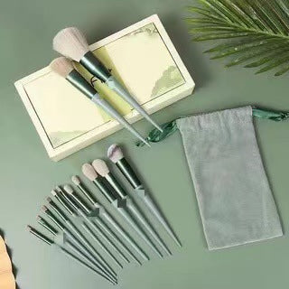 13 Makeup Brushes Green Beauty Quick-drying Set Super Soft Blush Loose Powder LadyShow.Store