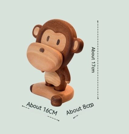 Solid Wood Creative Monkey Phone Holder Cute Cell Phone Stand Table Decorative Ornaments