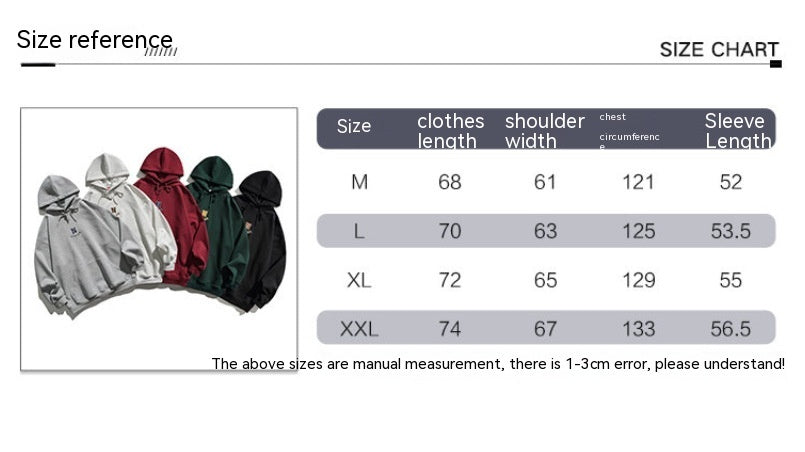 Simple Letter Embroidery Couple Hoodies Men And Women Casual Sweatshirt Accent Plus