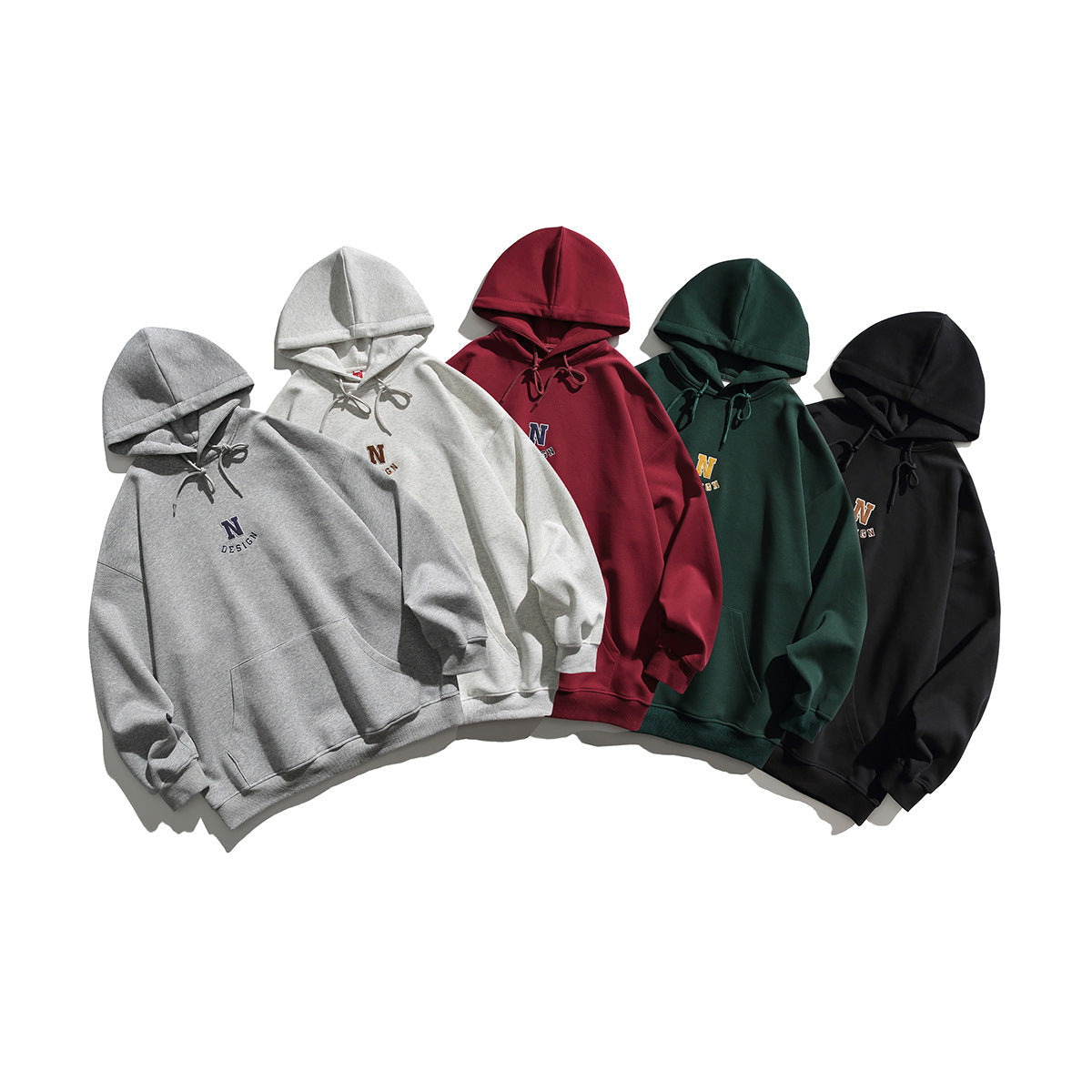 Simple Letter Embroidery Couple Hoodies Men And Women Casual Sweatshirt Accent Plus