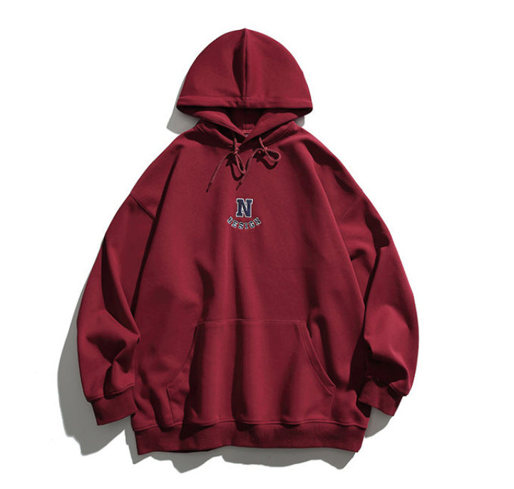 Simple Letter Embroidery Couple Hoodies Men And Women Casual Sweatshirt Accent Plus