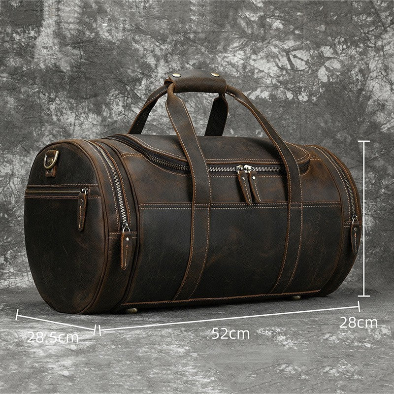 Men's Real-leather Handbag Crazy Horse Leather Vintage Travel Bag CJD