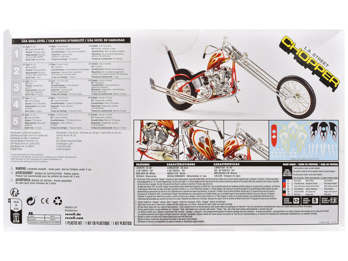Level 5 Model Kit LA Street Chopper Motorcycle 1/8 Scale Model by Revell Revell